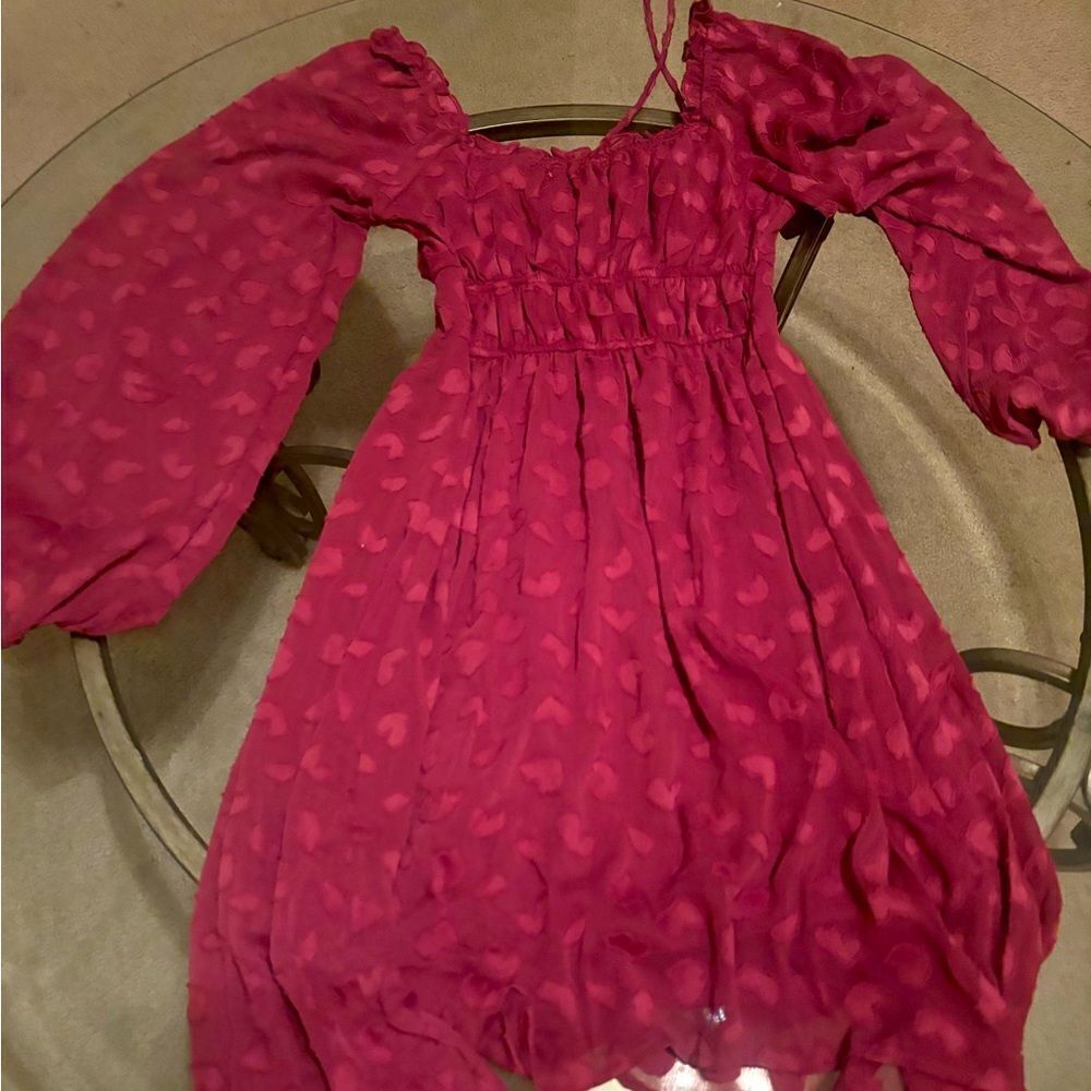 SO Cranberry Lace Longsleeve Dress